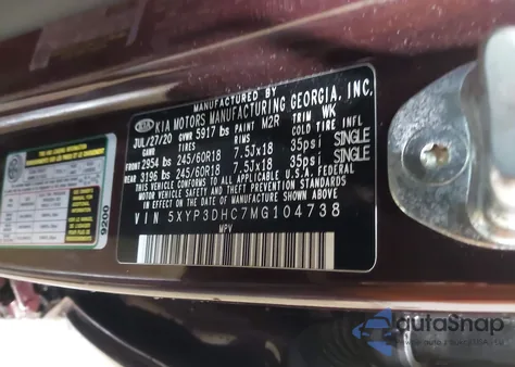 2021 Kia Telluride Ex z USA, uszkodzony, nr VIN 5XYP3DHC7MG104738